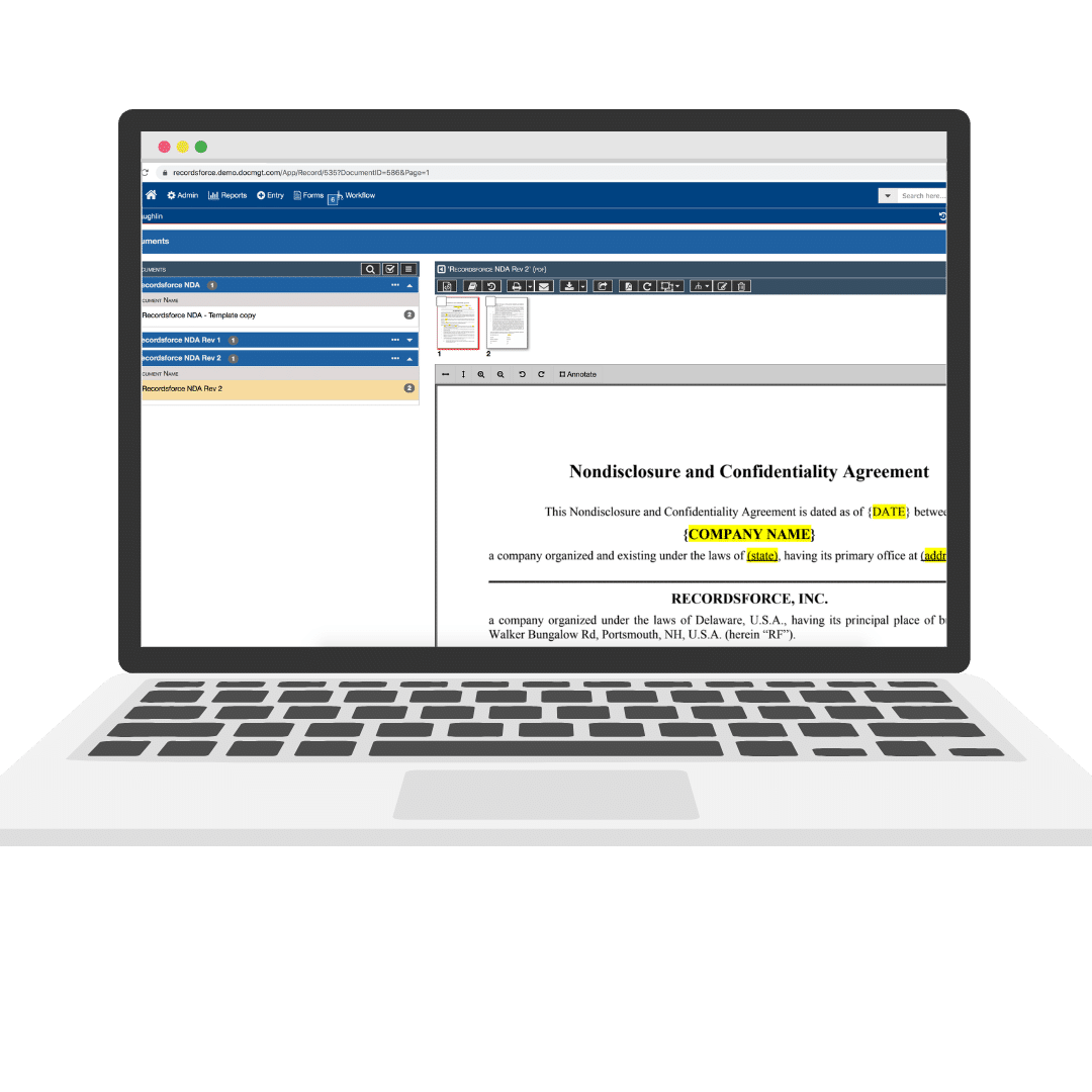 access and version control in document management system